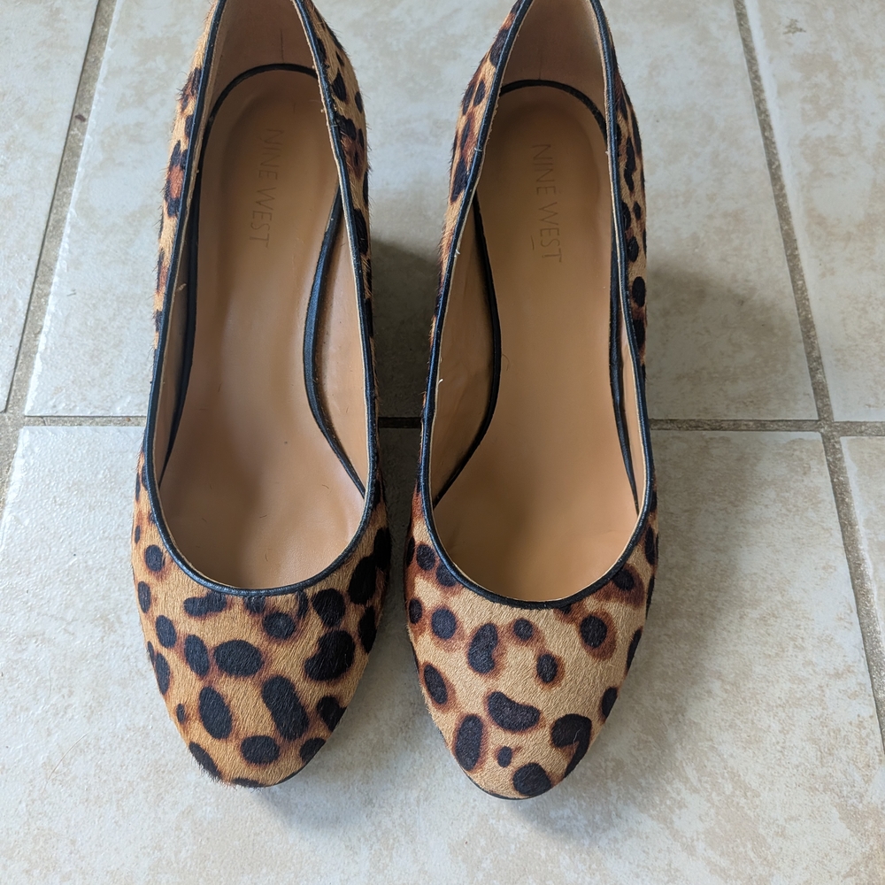 Nine West Leopard-Print Pointed Toe Pumps - Tan/Black